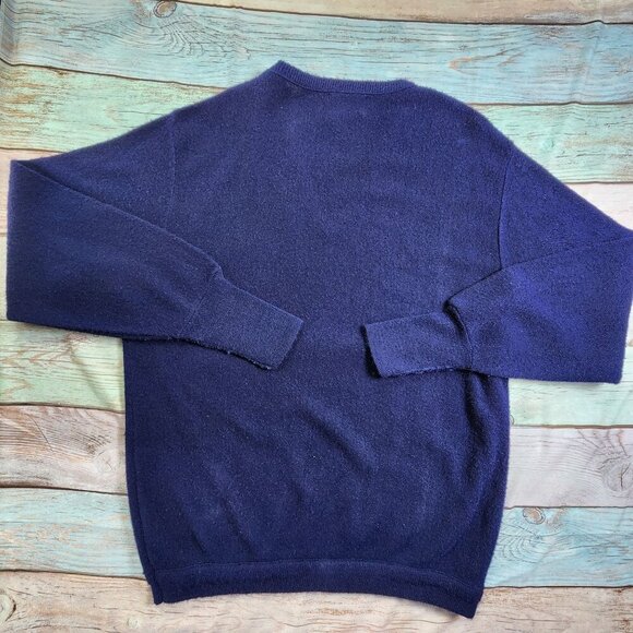 Vintage IZOD Lacoste Blue V-Neck Sweater, Men's Large - Picture 2 of 9